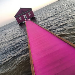 Blue Boatshed in Pink